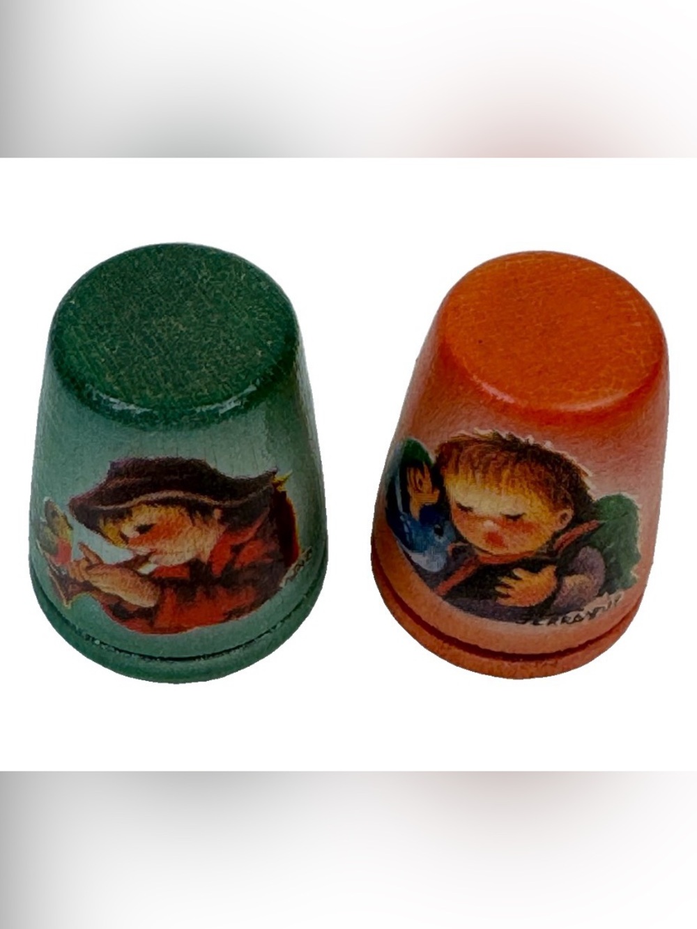 VTG (2) Anri Italy Wood Thimbles 1981 1982 Juan Ferrandiz Collectible Thimble